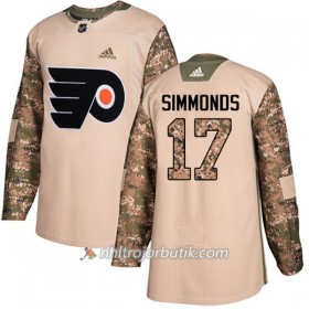 Män Ishockey Philadelphia Flyers Tröja Wayne Simmonds 17 Adidas 2017-2018 Camo Veterans Day Practice Authentic